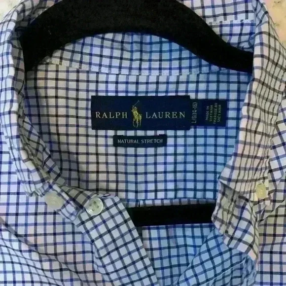 Blue Ralph Lauren dress shirt boys sz L wedding guest church dress shirt dressy - Picture 2 of 8